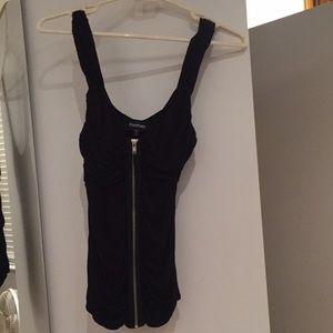 Bebe XS Black zip front tank top